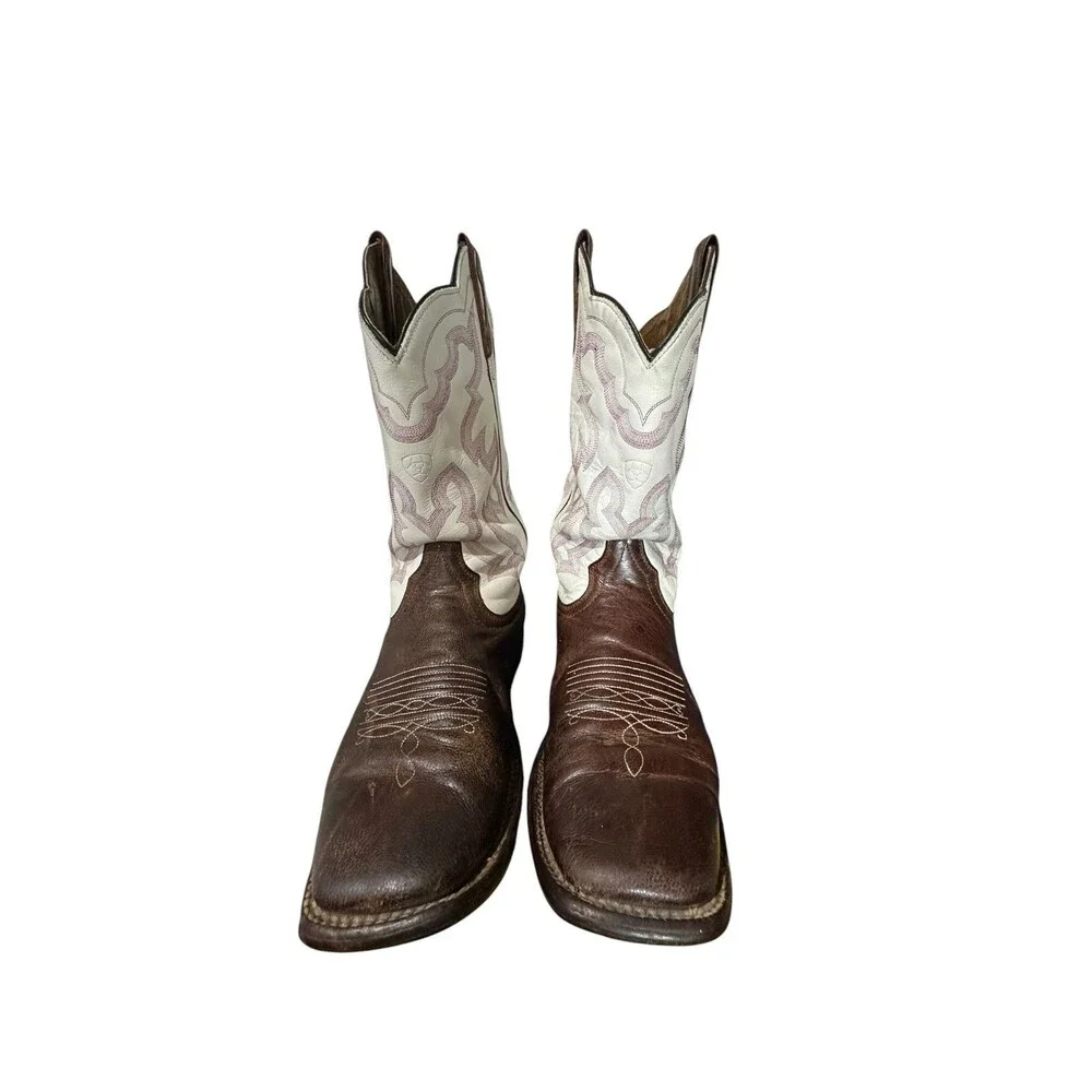 Ariat Nitro Western Boots Mens 10 EE White Pink Square Toe Cowboy ATS 10006833